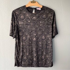 🦞3/$30🦞 Lauren Lee | Vintage 80s 90s Black Abstract Soft Satin-y Tee Blouse